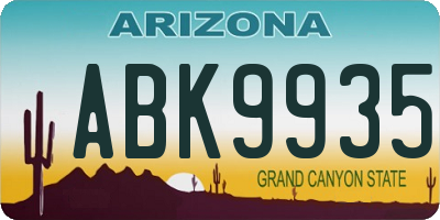 AZ license plate ABK9935