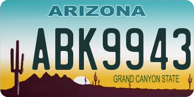 AZ license plate ABK9943