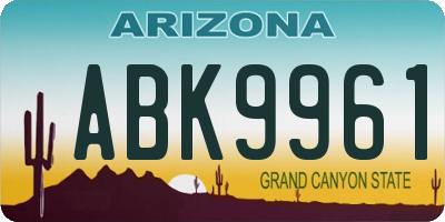AZ license plate ABK9961