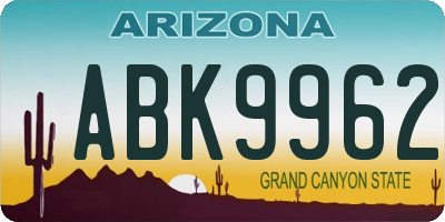 AZ license plate ABK9962