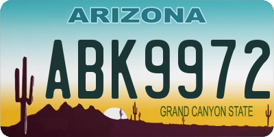 AZ license plate ABK9972