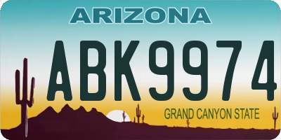 AZ license plate ABK9974