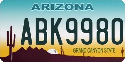 AZ license plate ABK9980