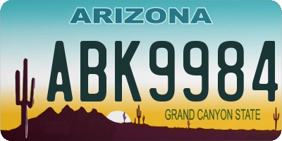 AZ license plate ABK9984
