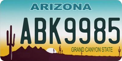 AZ license plate ABK9985