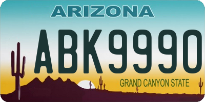AZ license plate ABK9990