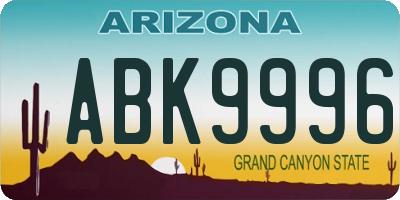 AZ license plate ABK9996
