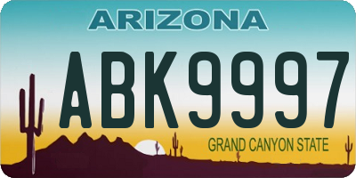 AZ license plate ABK9997