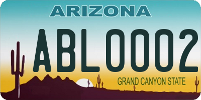 AZ license plate ABL0002