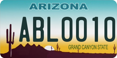 AZ license plate ABL0010