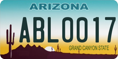 AZ license plate ABL0017