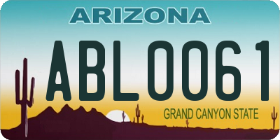 AZ license plate ABL0061