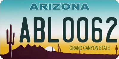 AZ license plate ABL0062