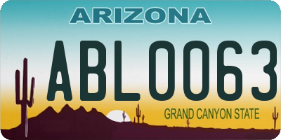 AZ license plate ABL0063