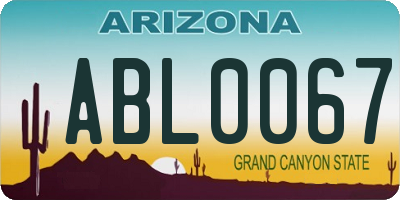 AZ license plate ABL0067