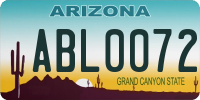 AZ license plate ABL0072
