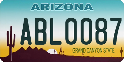 AZ license plate ABL0087