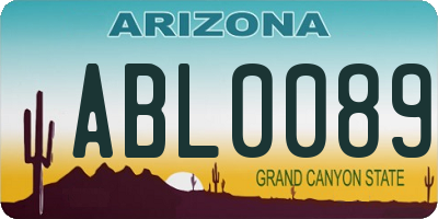 AZ license plate ABL0089