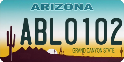 AZ license plate ABL0102