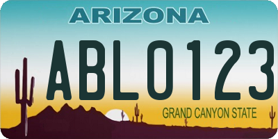 AZ license plate ABL0123