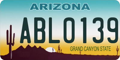 AZ license plate ABL0139