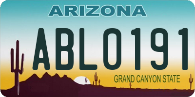 AZ license plate ABL0191