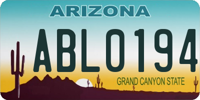 AZ license plate ABL0194