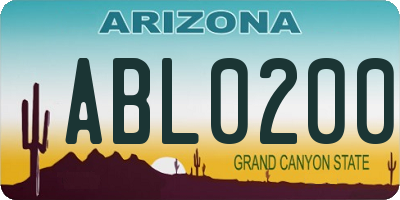 AZ license plate ABL0200