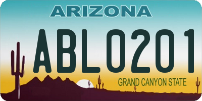 AZ license plate ABL0201