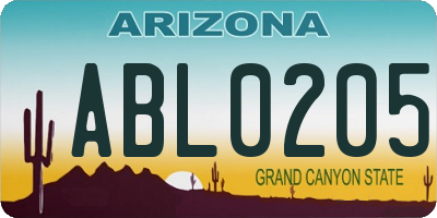 AZ license plate ABL0205