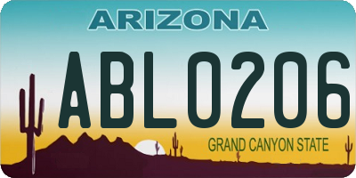 AZ license plate ABL0206