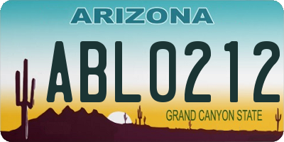 AZ license plate ABL0212