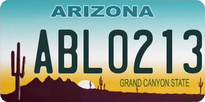 AZ license plate ABL0213