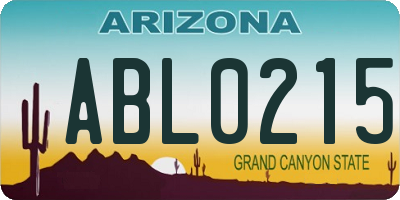 AZ license plate ABL0215
