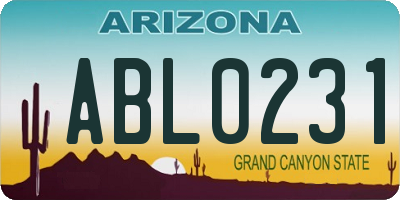 AZ license plate ABL0231