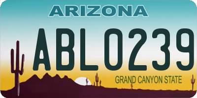 AZ license plate ABL0239
