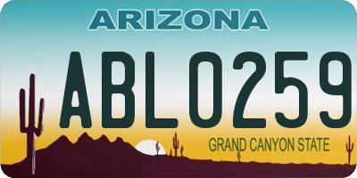 AZ license plate ABL0259