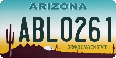 AZ license plate ABL0261