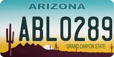 AZ license plate ABL0289