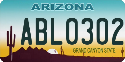 AZ license plate ABL0302