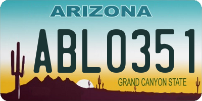 AZ license plate ABL0351