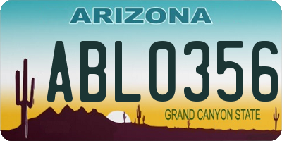 AZ license plate ABL0356