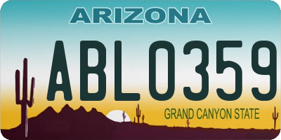 AZ license plate ABL0359