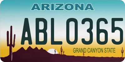 AZ license plate ABL0365