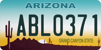 AZ license plate ABL0371