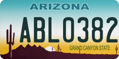 AZ license plate ABL0382