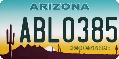 AZ license plate ABL0385