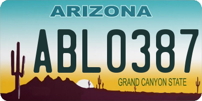 AZ license plate ABL0387