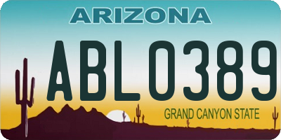 AZ license plate ABL0389