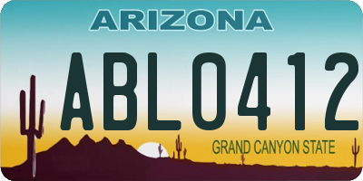 AZ license plate ABL0412